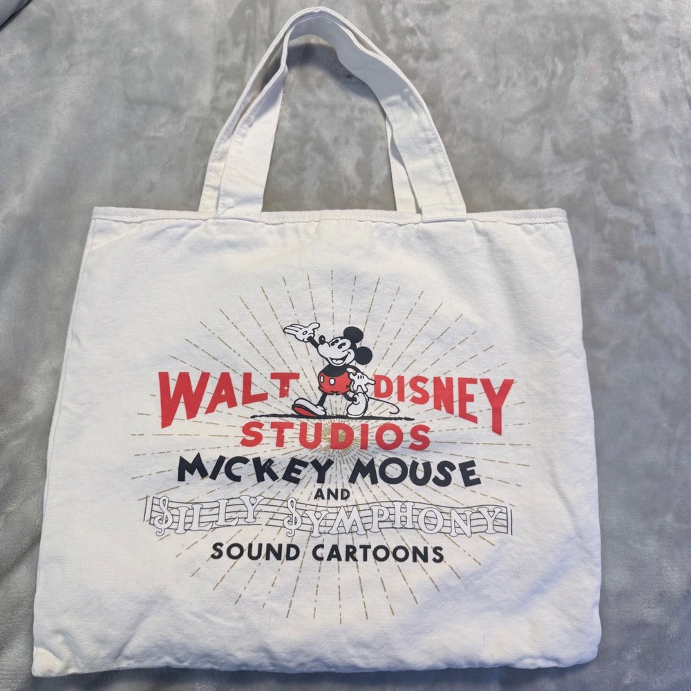 Disney Mickey Mouse Silly Symphony Canvas Tote Bag Walt Disney Studios White